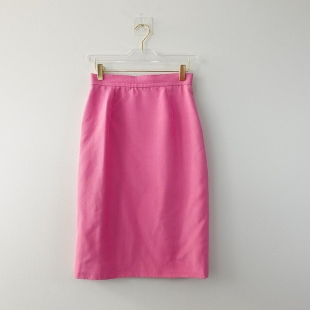 CHRISTIAN DIOR Skirt Womens XS Pink Pencil Slit Back Vintage Office FRANCE